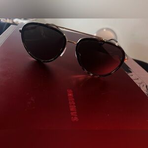 Burberry Gold and Black Aviator Sunglasses